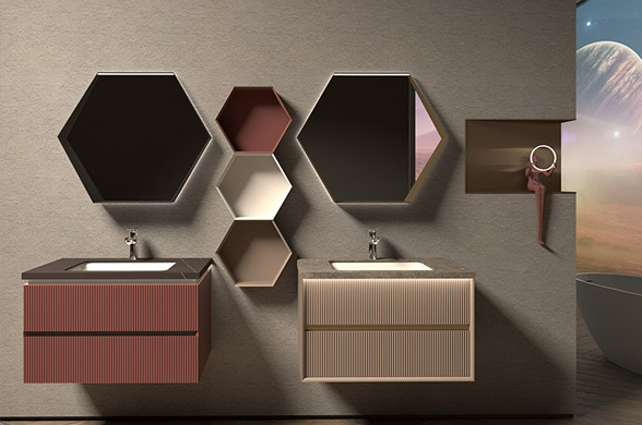 3080AB组合款   实木烤漆浴室柜（镜）组合